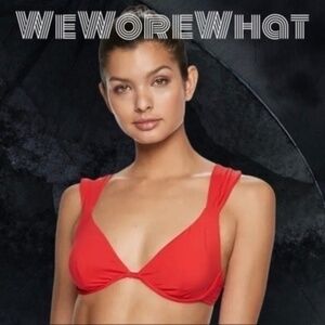 WE Wore What Allie Print Bikini Top in Tomato Red